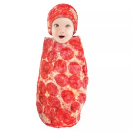 Hudson Baby Infant Plush Food Burrito or Pizza Blanket and Cap, Pepperoni Pizza