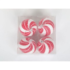 Regency International 100mm Sugar Peppermint Onion Ornament Bx/4, Red Pink White