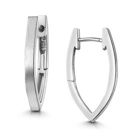 MATERIA by Matthias Wagner SO-153 Women's Hoop Earrings 925 Silver Oval Hoop Earrings Matte, Silver