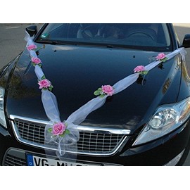 Garland “M” Car Decoration Bridal Couple Roses Wedding Car Wedding Decoration Garland pink / white