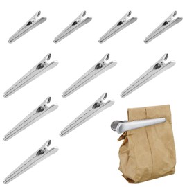 yowodana Bag Closure Clips, Sealing Clips, 10 Pieces, Sealing Clips, 4.5 inches (11.5 cm), 3.1 inches (8 cm), Stainless Steel, Durable, Easy, Sealable, Moisture-Proof, Reusable, Food Storage,