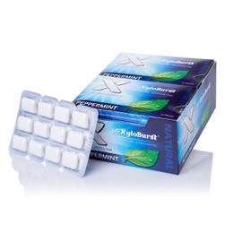 XyloBurst 100% Xylitol, Natural Chewing Gum, 12 Pack Blister Cards Non GMO, Vegan, Aspartame Free, Sugar Free, Keto Friendly (Peppermint)