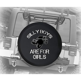 Silly Boys These are for Girls Off Road 4x4 Girl Rough Terrain Driver Free Spirit Travel JL Spare Tire Cover with Backup Camera Hole Black Size 32 Inch