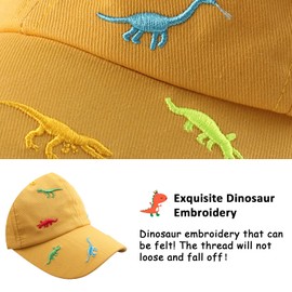 Zsedrut Toddler Girl Baseball Cap Embroidery Dinosaur Sun Hat Spring/Summer Little Boys Baseball Hat for 2-6 Years (Yellow, 2-6 Years)