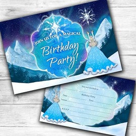 Ice Princess Party Invites Birthday Invitations & Envelopes (WRITE ON) New (12 with envelopes)