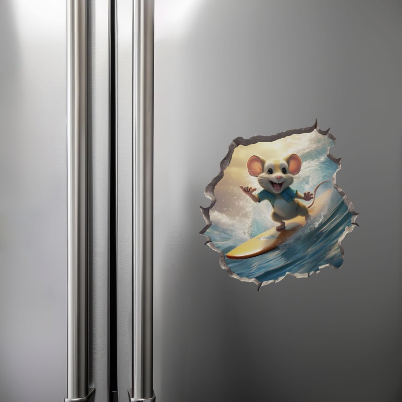 Surfer Mouse in Mouse Hole Decal - Mouse Hole 3D