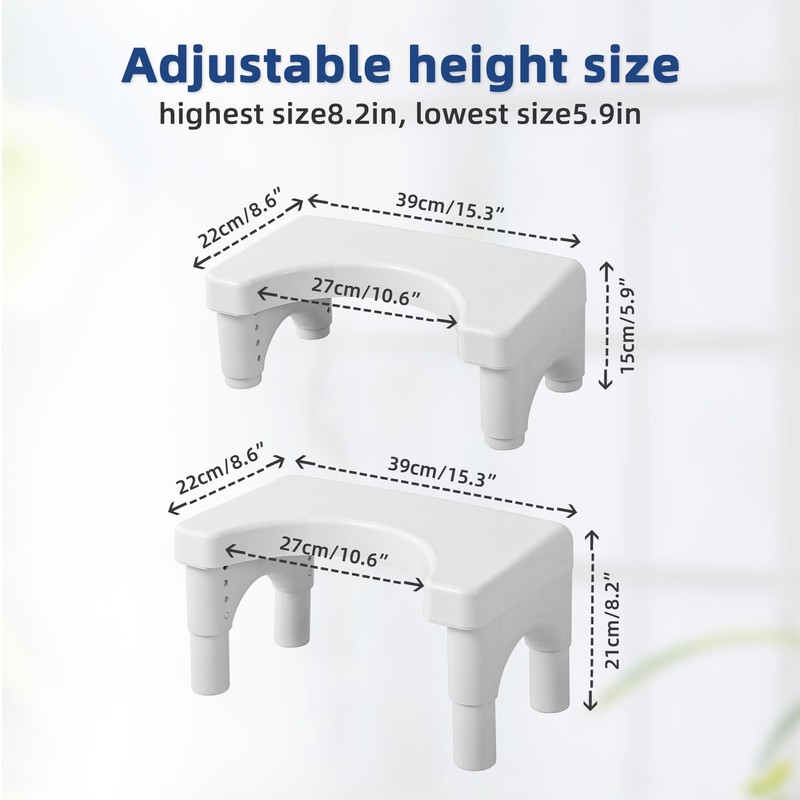 Poop Stool Toilet Stool White Adults for Bathroom, 5.9"" to