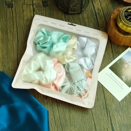 8pcs Women's Satin Scrunchies Multicolor Wrinkle-free No-damage Scrunchies Suitable for All Hair Types Excellent Elastic Band (HH- O -7 pcs)