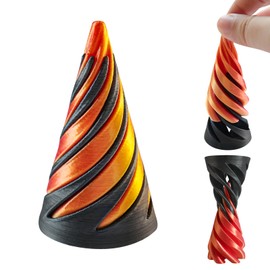 3D Printed Rotating Spiral Cone Fidget Toy Impossible Pyramid Passthrough Sculpture Pass Through Pyramid Fidget Toy Fun Toys Anxiety Stress Relief Toy for Home Office Desk Decor Souvenir Gift
