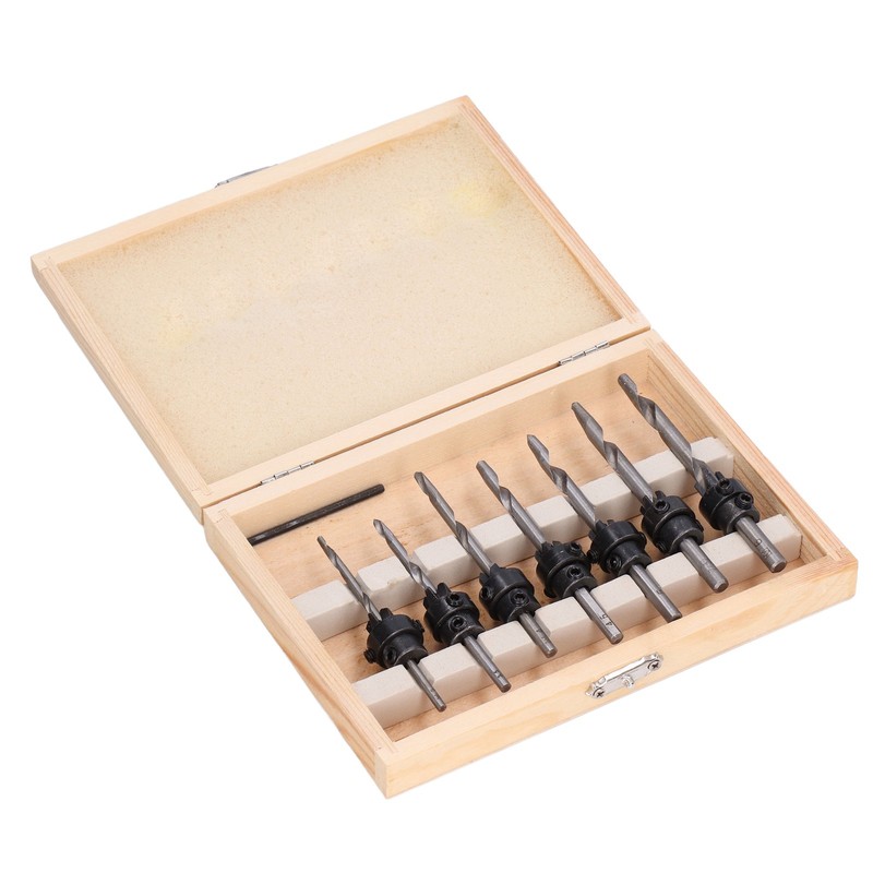 8Pcs/Set Tapered Countersink Bit Screw Set High Speed Steel Wood