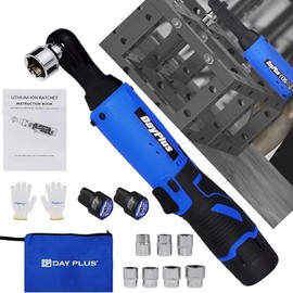 BRIEFNESS 12V Cordless Electric Ratchet Wrench Set with 2 x Batteries 7 Sockets and LED Light, 3/8 inch and High Torque Ratchet Wrench Variable Speed, 2300RPM Easy to Install and Remove Screws