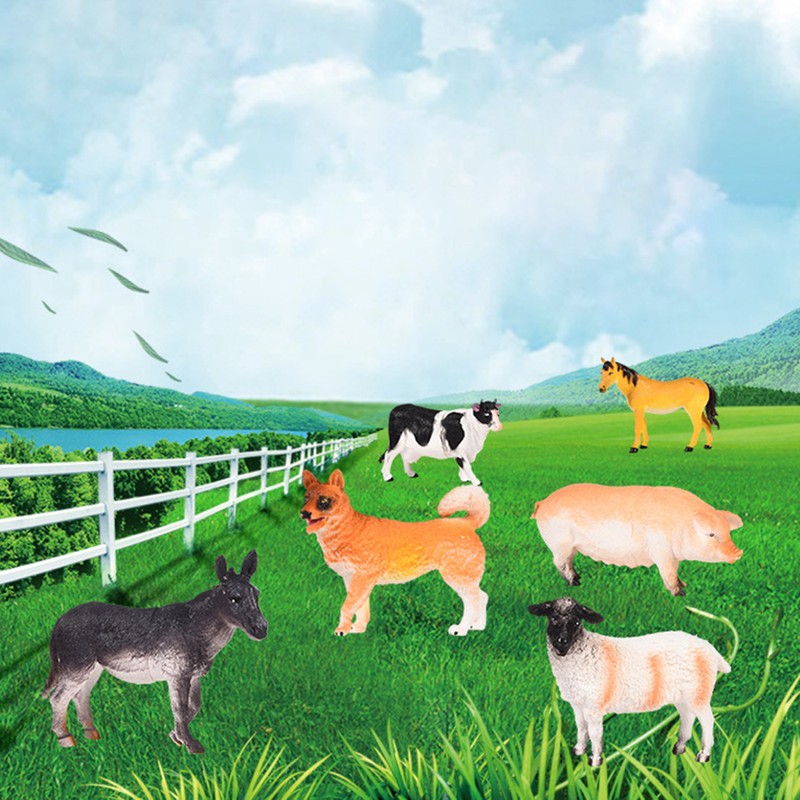 6pcs/set Simulation Farm Animal Toys Realistic Plastic Animal Figurines Farm