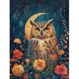 Bimkole 5D Diamond Arts Painting Kits Moon Eagle, Full Drill DIY Rhinestone Embroidery Set Paint with Diamonds Art Animal Flowers by Number Kits Cross Stitch Home Wall Craft Decoration (12x16Inch)