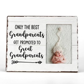 FONDCANYON Only The Best Grandparents Get Promoted To Great Grandparents Picture Photo Frame,Great Grandparents Baby Announcement Pregnancy Picture Frames,Great Grandma Grandpa Gifts (4x6 Inch Photo)