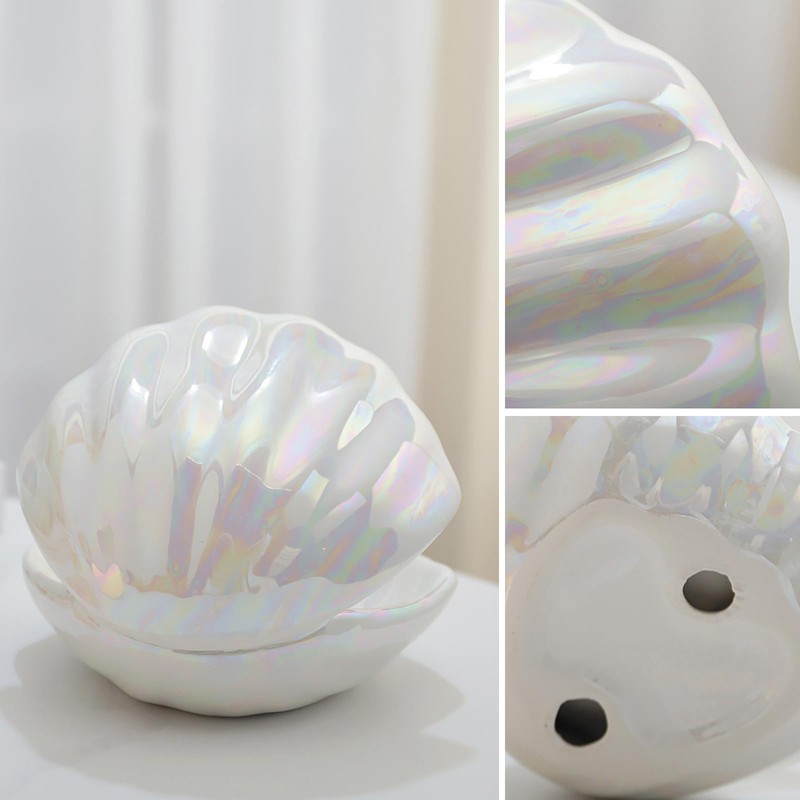 BORDEAG Shell Pearl Night Light Ceramic Shell Lamp Shell Pearl