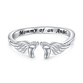 Miscarriage Jewelry for Mothers 925 Sterling Silver Miscarriage Ring/Miscarriage Necklace Loss Mommy of an Angel Memorial Jewelry for Women Mother Mom Size 8