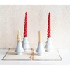 Creative Co-Op Stoneware Tree Taper Candle Holders, White, Set of