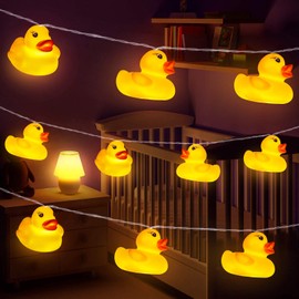 AceList 10 LED Yellow Duck String Lights for Kids Room - Interactive Squeaky, Warm White Glow, Child-Friendly Decorative Light for Nursery, Playful Bedroom Accessory