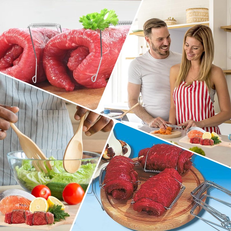 Pack of 10 stainless steel roulade clips, reusable, roulade clips