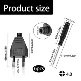OMIGA Stecker Flach Eurostecker 6 Stücke Steckdosenleiste Flachstecker 250V 2.5A Stecker mit Schraubendreher Gelten Haushaltsgeräten Beleuchtungslampen Kleingeräten Steckdosen (Schwarz)