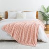 Wajade Fluffy Flannel Blanket Pink Bubble Faux Fur Bed Throw