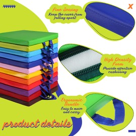 Sawysine 12 Pcs Floor Cushions Classroom Flexible Floor Seating with Handle for Kids in Home School Classroom Kindergarten Daycare Nursery (Classic Color,Square)