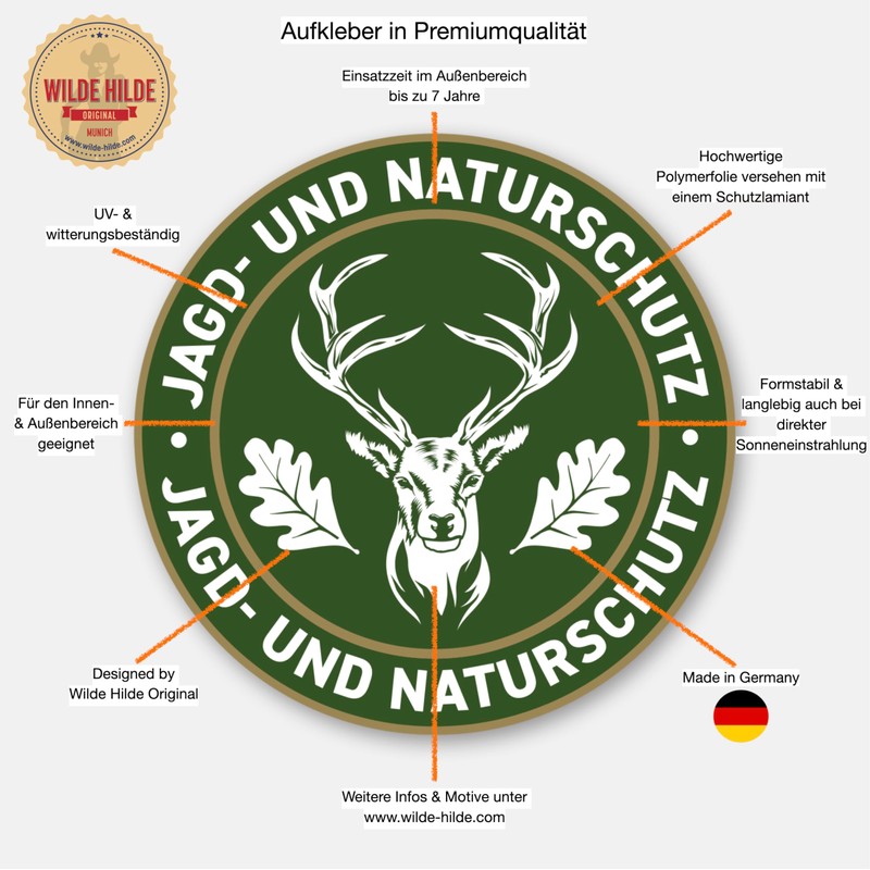 Hunting Sticker Premium Film "Hunting and Nature Protection" Roebuck with