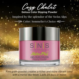 SNS Healthy Natural Nails SNS Nail Dip Powder, Gelous Color Dipping Powder - Sommelier's Choice (Pink, Fuchsia/Rose, Shimmer) - Long-Lasting Dip Nail Color Lasts 14 Days ?C Low-Odor & No UV Lamp Required - 1 oz