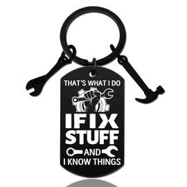 UIWIHHP Cool Dad Gifts from Daughter for Fathers Day Gift Funny I Fix Stuff And I Know Things Keychain Gift for Uncle Grandpa Men Birthday Christmas Gifts for Husband Boyfriend
