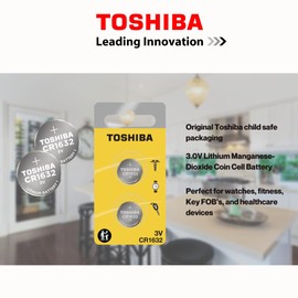 TOSHIBA CR1632 3V Lithium Coin Cell Child Resistant Blister Package (2 Batteries)