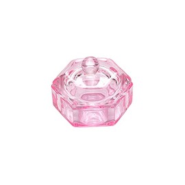 1 Piece Pink Glass Dappen Dish with Lid Nail Art Acrylic Liquid Powder Dappen Dish Bowl Glass Dappen Dish for Acrylic Nails Nail Art Manicure, Hexagon Style