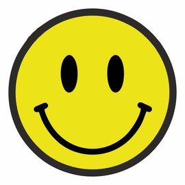 AMA SHOP Happy Face Shaped Sticker | Car, Motorcycle, Helmet & Wall Decal | PVC, Glossy, Yellow, Cartoon, Single Use