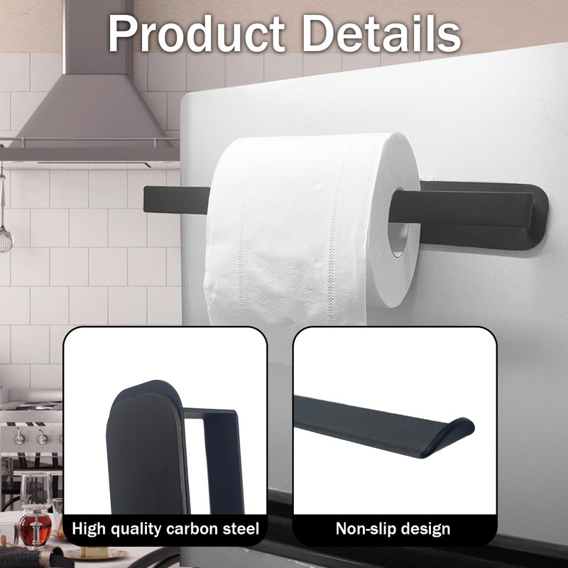 Magnetic Black Kitchen Roll Holder, Carbon Steel Kitchen Roll Holder,