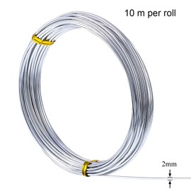 TecUnite Aluminum Craft Wire for Sculpting Armature Bendable Craft Wire for DIY Jewelry Making (2 Rolls,Silver,10 M x 2 mm)