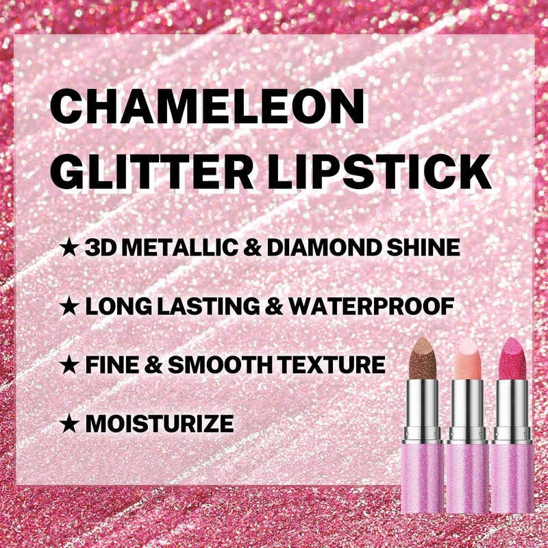 Prreal Sparkling Lipstick Moisturising,Glitter Lipstick Long-Lasting Waterproof,Metallic Not Stick Cup