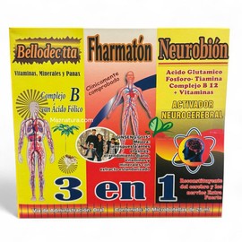 3-in-1 Bellodectta Fharmaton Neuro – 10 Vial Bebible Neuro Support Drink for Energy, Focus, and Cognitive Wellness