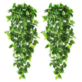 Decorjunction 2 Pcs Fake Hanging Plants,Artificial Ivy Leaves,Vines,Fake Ivy,Suitable for Wall Home Living Room Indoor and Outdoor Decoration,Wedding Room Terrace Office Decoration.