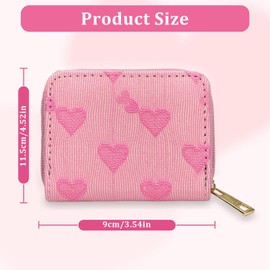 Girls Purse, Small Wallet Pink for Women, Pocket Zipper Purse with Card Holder, Cute Small Purses Kids, Travel Purse for Women, Ladies Wallet with Heart