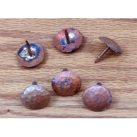 One Inch, Round Hammered Clavos, Solid Copper, Decorative Door Nails, 6 Pack