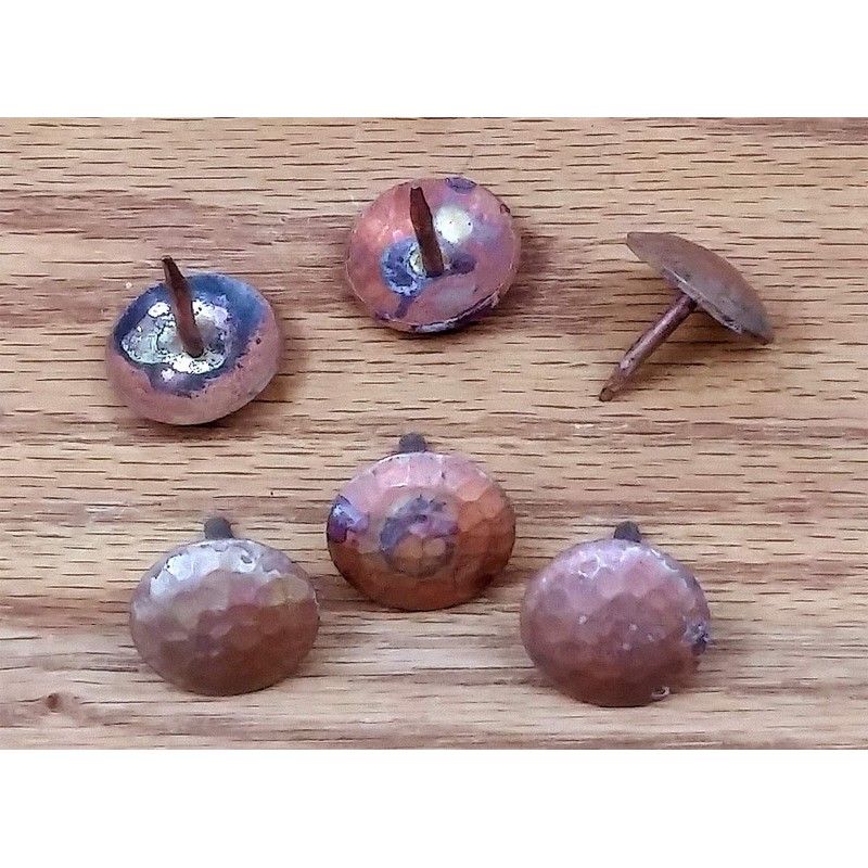 One Inch, Round Hammered Clavos, Solid Copper, Decorative Door Nails,