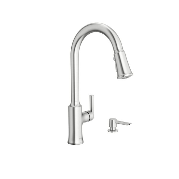 American Standard 7421300.075 Raviv Pull-Down Kitchen Faucet with Sprayer and Soap Dispenser Stainless Steel