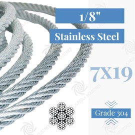 Laureola 1/8" 7x19 Stainless Steel Aircraft Wire Rope 304 Grade (250ft)
