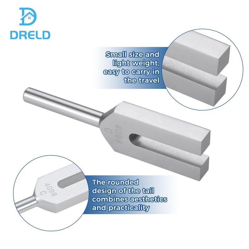 Dreld 4096Hz Tuning Fork, Tuner, Rubber Mallet with Storage Pouch,