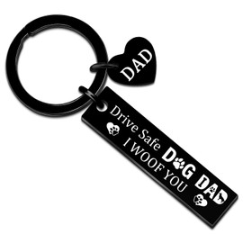 Dog Dad Gifts for Men Dog Keychain Dogs Lovers Gifts for Men Daddy Puppy Owner Gift for Daddy Birthday Thanksgiving Christmas Presents for Pet Owner Fathers Day Gift from Dogs Drive Safe Key Ring