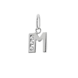 NKlaus letter M small pendant 925 sterling silver 8mm alphabet zirconia 9185