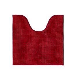 Decomira Bath Mat Non-Slip Toilet Mat with Cut-Out | Can be Combined as a Bath Mat Set | Bathroom Rug Bath Mat Washable Made of Chenille | For Freestanding Toilets | Red - 45 x 45 cm