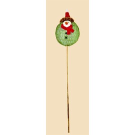 Worth Imports 3.5" Round Country Snowman On 8" Pick, WhiteRedGreenCream