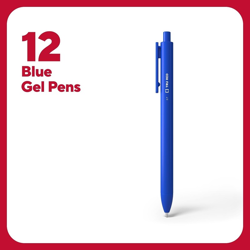 TRU RED Retractable Gel Pens - Quick Dry, Smudge-Free Writing,