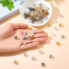 FASHEWELRY 90Pcs 10mm Glass Beads for Bracelet Faceted Rondelle Beads Iridescent Kandi Beads Crystal Pony Beads Craft Beads for Crafts DIY Wind Chimes Sun Catcher Jewelry Making Supplies