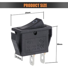 Mixed-Gadgets ON-OFF 2 Position SPST 2 Pin Snap in Rocker Switch 16A/250V 20A/125V AC Black 5 Pack